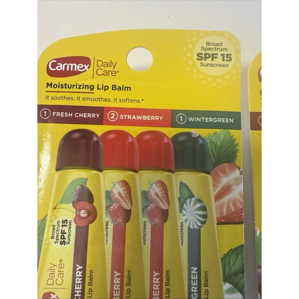 Carmex Daily Care Moisturizing Lip Balm (2) Packs 4 of SPF 15 Strawberry Ch Wint